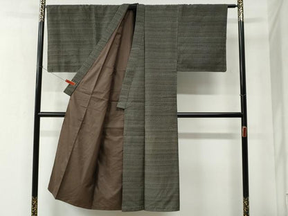 平和屋着物●男性 本場染大島紬 横段吉祥草花文 正絹 逸品 CABB4774yc