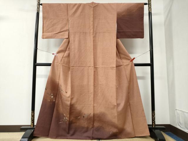 平和屋着物●中国三大刺繍 相良刺繍 訪問着 紬地 竜田川花文 正絹 逸品 CABB4777yc