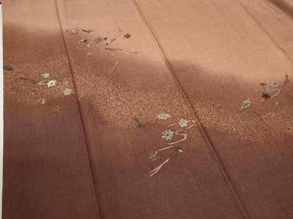 平和屋着物●中国三大刺繍 相良刺繍 訪問着 紬地 竜田川花文 正絹 逸品 CABB4777yc