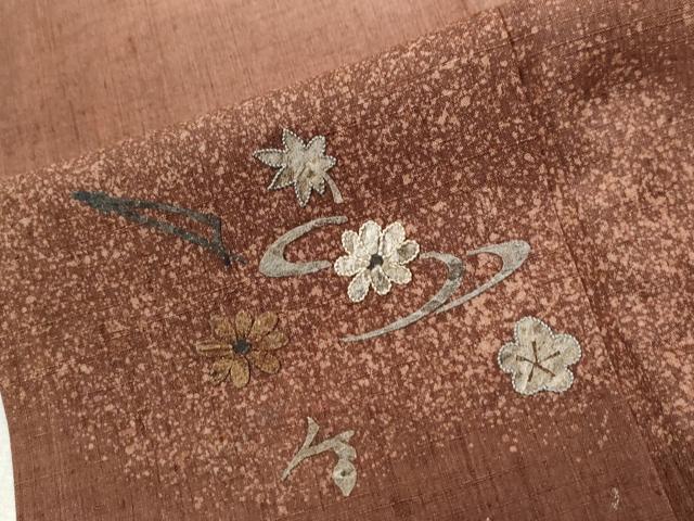 平和屋着物●中国三大刺繍 相良刺繍 訪問着 紬地 竜田川花文 正絹 逸品 CABB4777yc