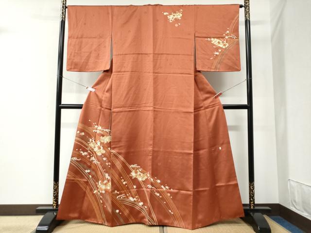 平和屋着物●十日町老舗ブランド 吉澤友禅 吾妻徳穂 訪問着 立波花筏文 金彩 鈴乃屋扱い 正絹 逸品 CABB4778yc