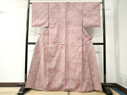 平和屋着物●上質な小紋 生紬 ろうけつ染 枝花文 正絹 逸品 CABB4779yc