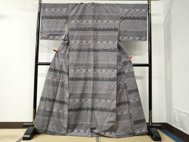 平和屋着物●上質な紬 絣文様 正絹 逸品 未使用 CABB4781yc