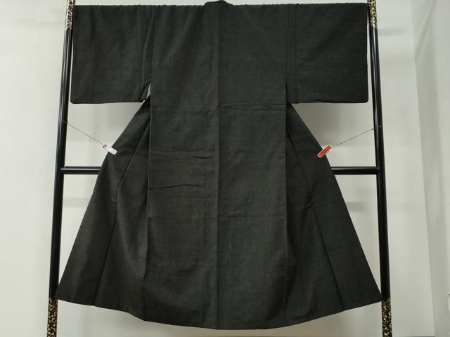 平和屋着物●男性 紬 霞文 黒地 正絹 逸品 CABB4784yc