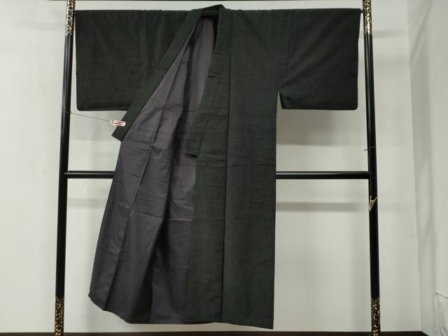 平和屋着物●男性 紬 霞文 黒地 正絹 逸品 CABB4784yc