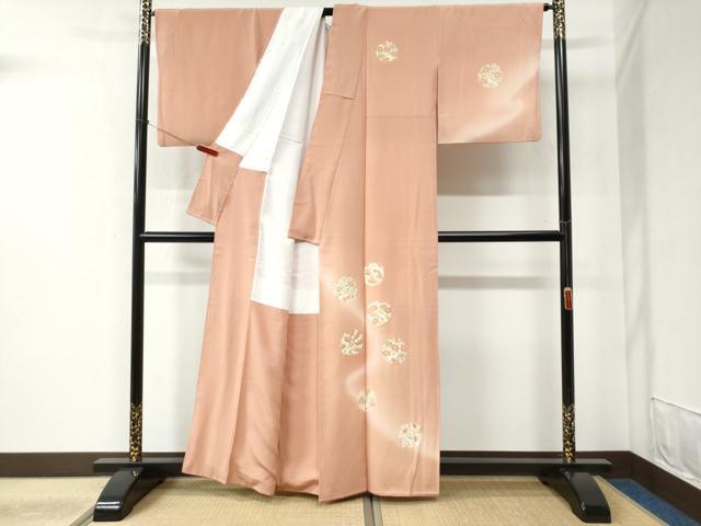 平和屋着物●訪問着 駒刺繍 兎草花丸文 暈し染め 金彩 正絹 逸品 CABB4790yc