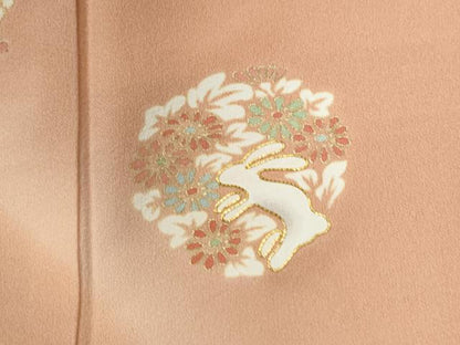 平和屋着物●訪問着 駒刺繍 兎草花丸文 暈し染め 金彩 正絹 逸品 CABB4790yc