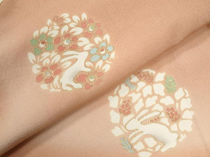 平和屋着物●訪問着 駒刺繍 兎草花丸文 暈し染め 金彩 正絹 逸品 CABB4790yc
