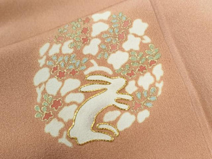 平和屋着物●訪問着 駒刺繍 兎草花丸文 暈し染め 金彩 正絹 逸品 CABB4790yc