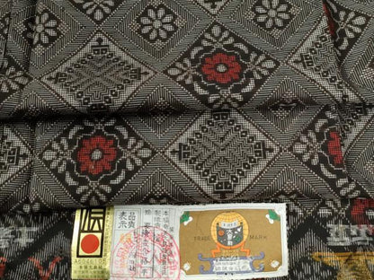 平和屋着物●本場大島紬　龍郷絣　証紙付き　正絹　逸品　CABB4792yc