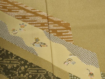 平和屋着物●伝統工芸士 石塚幸生 訪問着 江戸小紋 吉祥橘花鳥文 正絹 逸品 CABB4796yc