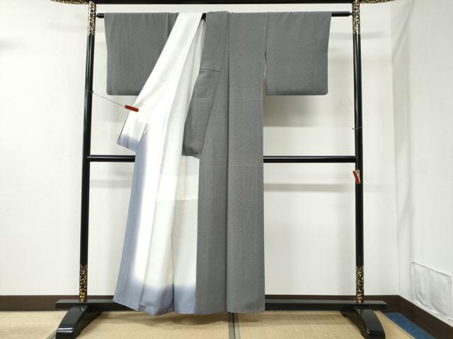 平和屋着物●江戸小紋 菱吉祥文 黒地 正絹 逸品 CABB4797yc