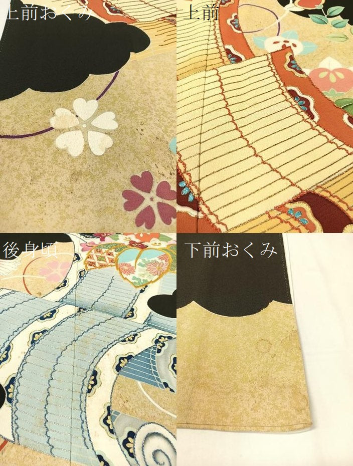 平和屋着物○染刺工芸 大羊居 東京友禅 黒留袖 駒刺繍