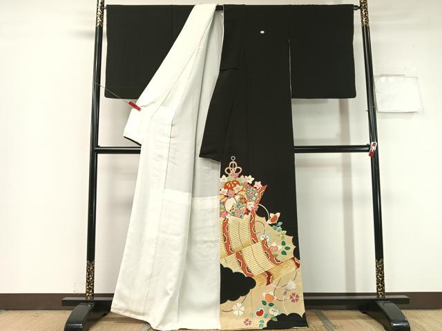 平和屋着物○染刺工芸 大羊居 東京友禅 黒留袖 駒刺繍