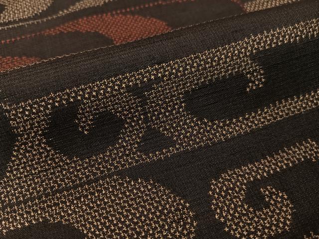 平和屋着物●上質な紬　光琳水　黒地　正絹　逸品　未使用　CABB4808vp