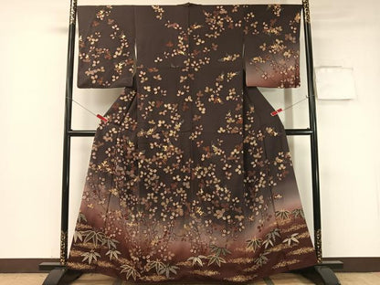 平和屋着物●訪問着　萩笹文　暈し染め　金彩　正絹　逸品　CABB4835vp