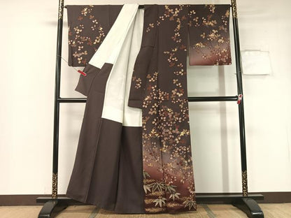 平和屋着物●訪問着　萩笹文　暈し染め　金彩　正絹　逸品　CABB4835vp