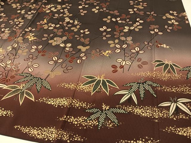 平和屋着物●訪問着　萩笹文　暈し染め　金彩　正絹　逸品　CABB4835vp