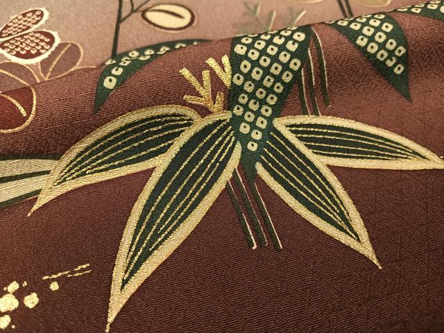 平和屋着物●訪問着　萩笹文　暈し染め　金彩　正絹　逸品　CABB4835vp