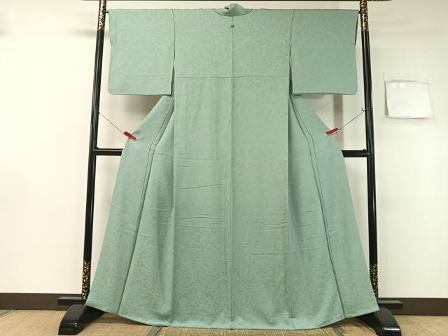 平和屋着物●上質な色無地　花松地紋　水浅葱色　正絹　逸品　CABB4846vp 平和屋着物○上質な色無地 花松地紋 水浅葱色 正絹 逸品