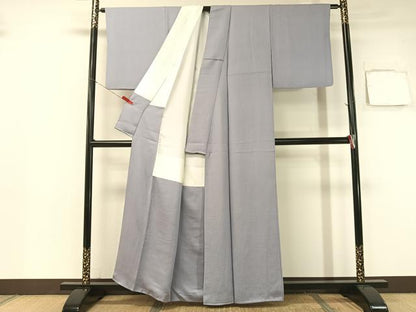 平和屋着物●上質な色無地　菊地紋　藤鼠色　正絹　逸品　CABB4847vp