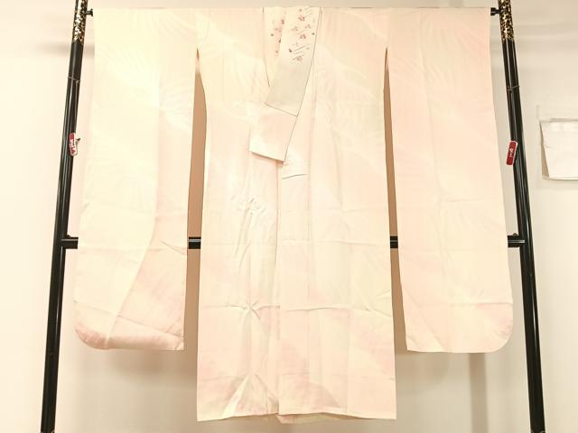 平和屋着物●振袖用長襦袢　袷　飛鶴地紋　暈し染め　半衿刺繍　広衿仕立て　正絹　逸品　CABB4850vp 平和屋着物○振袖用長襦袢 袷 飛鶴地紋 暈し染め 半衿