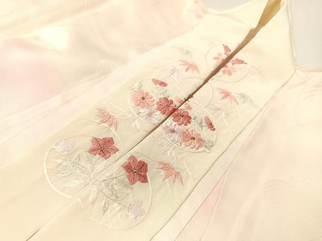 平和屋着物●振袖用長襦袢　袷　流水雲取り地紋　暈し染め　半衿刺繍　正絹　逸品　CABB4869vp 平和屋着物○振袖用長襦袢 袷 流水雲取り地紋 暈し染め 半