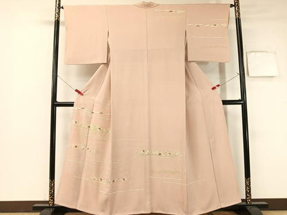 平和屋着物●訪問着 駒刺繍 霞花文 金彩 正絹 逸品 CABB4882vp