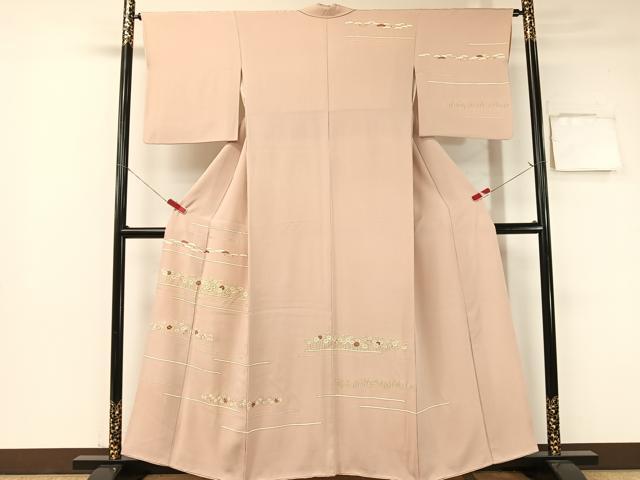 平和屋着物●訪問着 駒刺繍 霞花文 金彩 正絹 逸品 CABB4882vp