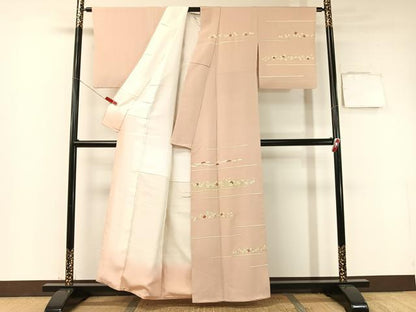 平和屋着物●訪問着 駒刺繍 霞花文 金彩 正絹 逸品 CABB4882vp