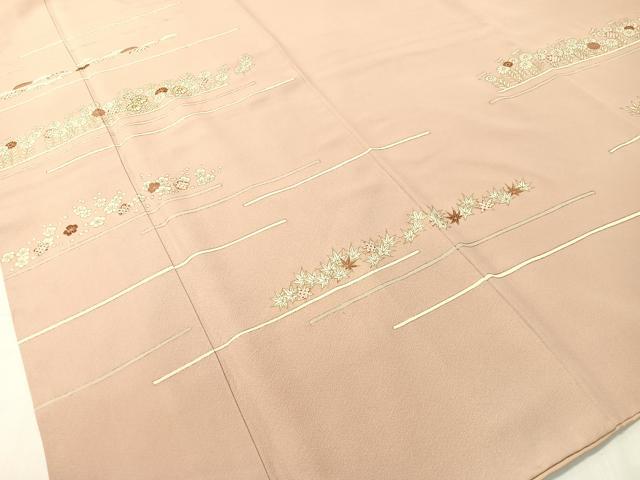 平和屋着物●訪問着 駒刺繍 霞花文 金彩 正絹 逸品 CABB4882vp