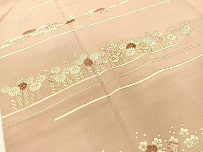 平和屋着物●訪問着 駒刺繍 霞花文 金彩 正絹 逸品 CABB4882vp