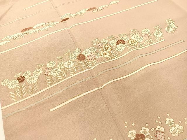 平和屋着物●訪問着 駒刺繍 霞花文 金彩 正絹 逸品 CABB4882vp