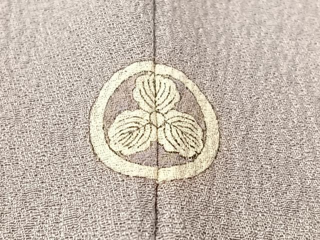 色無地フルセット　着物　正絹　作家物　二代目　清次郎　グレー　裾地紋模様　k4 平和屋着物○二代目清次郎 色無地 紋意匠 藤色 正絹 逸品 CABB4894vp