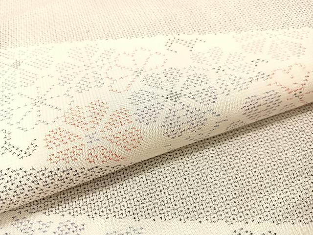 平和屋着物●本場大島紬　白大島　120亀甲　斜線花文　正絹　逸品　CABB4898vp