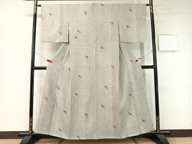 平和屋着物●上質な小紋　総刺繍　総絞り　枝花文　金糸　やまと誂製　正絹　逸品　CABB4915vp