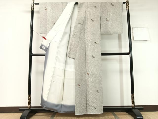平和屋着物●上質な小紋　総刺繍　総絞り　枝花文　金糸　やまと誂製　正絹　逸品　CABB4915vp