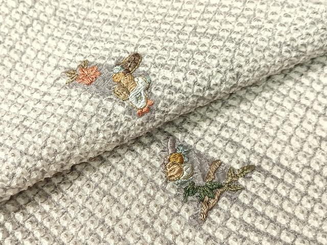 平和屋着物●上質な小紋　総刺繍　総絞り　枝花文　金糸　やまと誂製　正絹　逸品　CABB4915vp