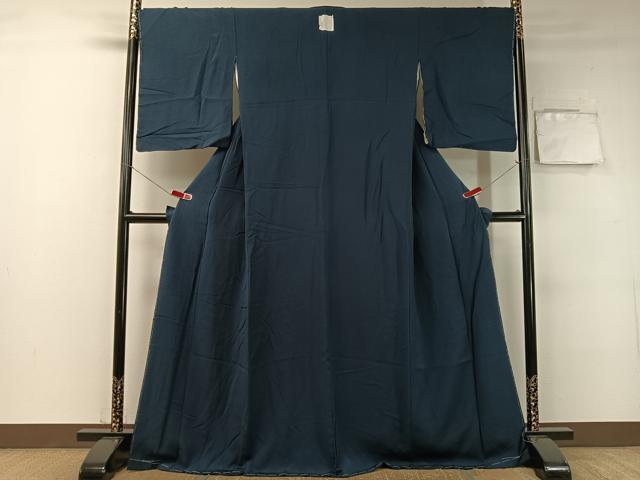平和屋着物●上質な色無地　濃藍色　ロング丈　正絹　逸品　未使用　CABB4956vp