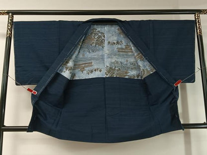 平和屋着物●男性　紬　アンサンブル　霞文　正絹　逸品　未使用　CABB4957vp