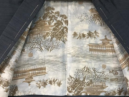 平和屋着物●男性　紬　アンサンブル　霞文　正絹　逸品　未使用　CABB4957vp