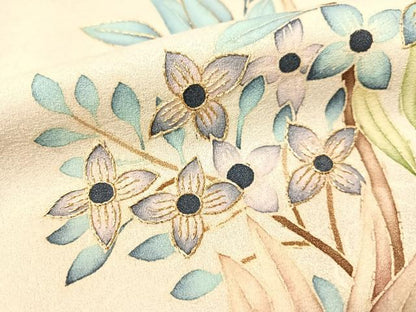 平和屋着物●訪問着　刺繍　枝花鳥文　金糸　正絹　逸品　CABB4967vp