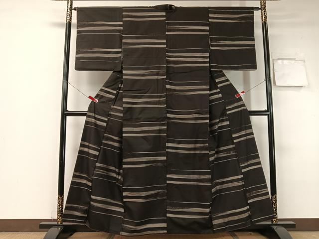 平和屋着物●本場大島紬　横段文　正絹　逸品　CABB4968vp