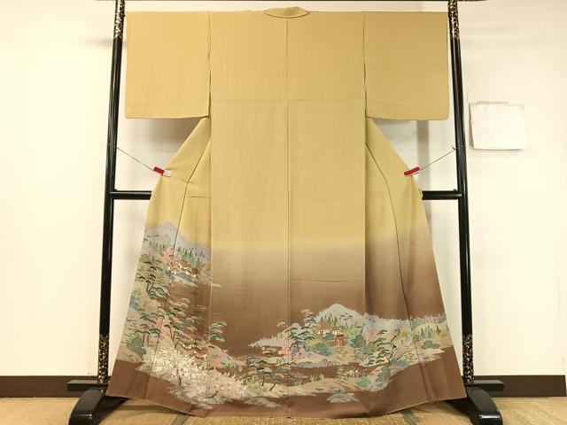 平和屋着物●十日町　加賀草木友禅の第一人者　田村哲彦　色留訪問着　御所解文　暈し染め　正絹　逸品　CABB4973vp 平和屋本店□極上 十日町 加賀草木友禅の第一人者 田村哲彦 訪問着 鶏