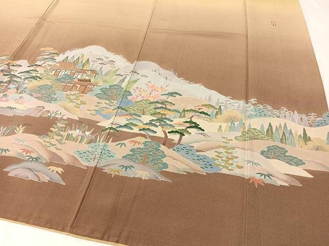平和屋着物●十日町　加賀草木友禅の第一人者　田村哲彦　色留訪問着　御所解文　暈し染め　正絹　逸品　CABB4973vp