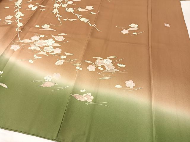 平和屋着物●訪問着　作家物　吹寄せ枝垂れ花文　暈し染め　金彩　正絹　逸品　CABB4982vp