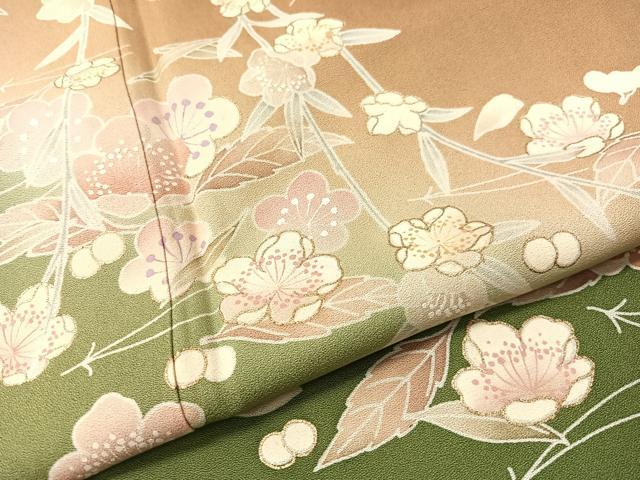 平和屋着物●訪問着　作家物　吹寄せ枝垂れ花文　暈し染め　金彩　正絹　逸品　CABB4982vp