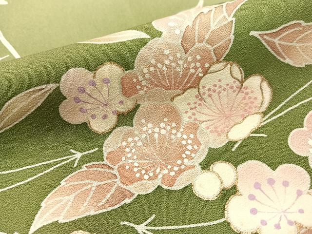 平和屋着物○訪問着 作家物 刺繍 枝花文 暈し染め 金彩