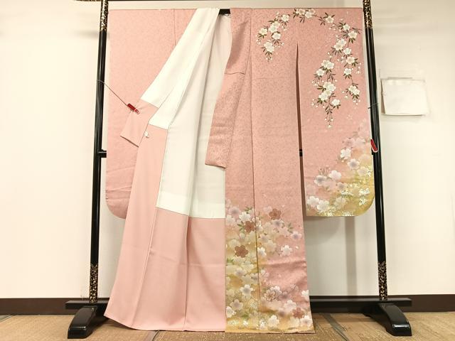 平和屋着物□小紋 舞桜文 暈し染め 洗える着物 BAAV6091mz 平和屋