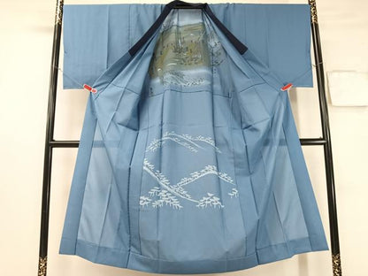 平和屋着物●男性　長襦袢　無双仕立て　東海道五拾三次　暈し染め　金彩　洗える着物　未使用　CABB4994vp